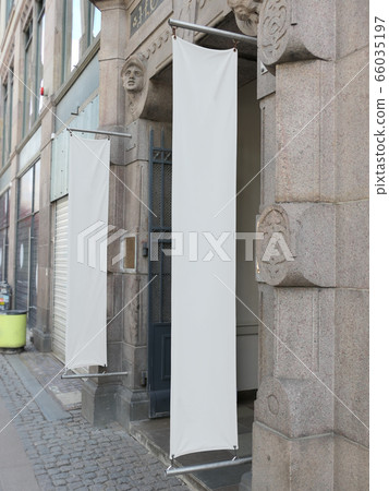 Two blank banners in the walking street in Copenhagen Two blank banners in the walking street in Copenhagen 66035197