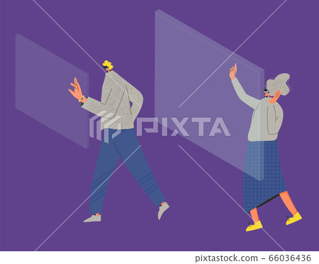 People with vr glasses. Vector virtual reality set - Stock Illustration ...