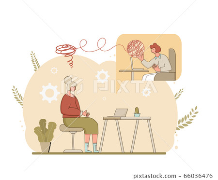 Online stress therapy scene. Color vector flat. 66036476