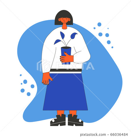 Plant lover. Man with indor flower pot. Vector Plant lover. Man with indor flower pot. Vector 66036484