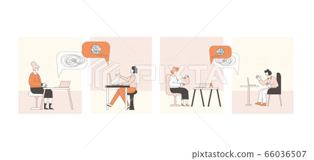 Online stress therapy scene. Color vector flat. 66036507