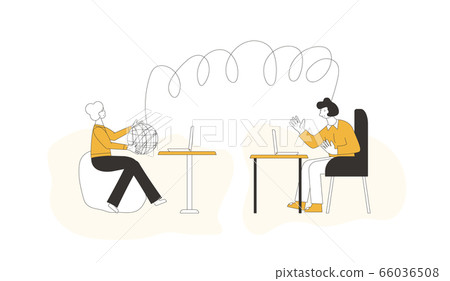 Online stress therapy scene. Color vector flat. Online stress therapy scene. Color vector flat. 66036508