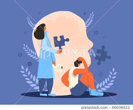 Mental disorder. Vector person with bad mood. 66036822