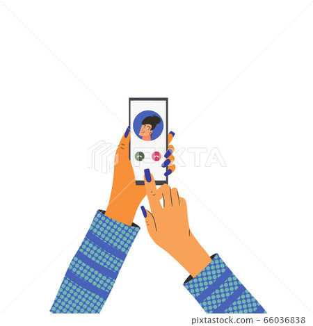 Human hand holding a phone. Vector design. 66036838