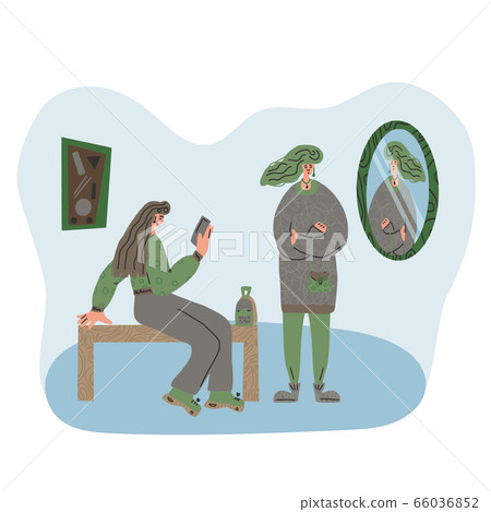 Girls characters isolated. Vector cute falt woman. 66036852