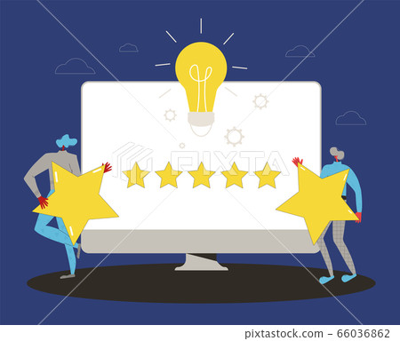 Feedback concept. People with stars in their hands Feedback concept. People with stars in their hands 66036862
