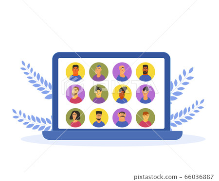 Video conference concept. Online call. Vector flat 66036887