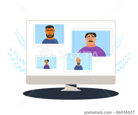 Video conference concept. Online call. Vector flat 66036927