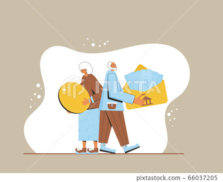 Unic city basic income. Vector flat color concept. 66037205