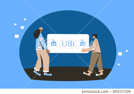 Unic city basic income. Vector flat color concept. Unic city basic income. Vector flat color concept. 66037206