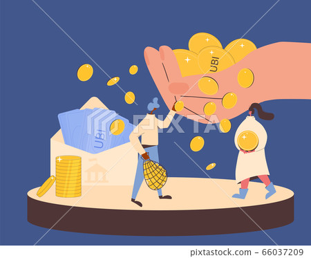 Unic city basic income. Vector flat color concept. Unic city basic income. Vector flat color concept. 66037209