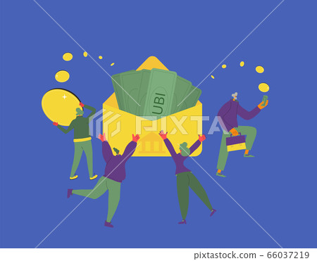 Unic city basic income. Vector flat color concept. 66037219