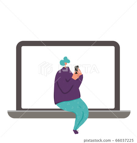 Chatting people with mobile phone. Vector person. Chatting people with mobile phone. Vector person. 66037225