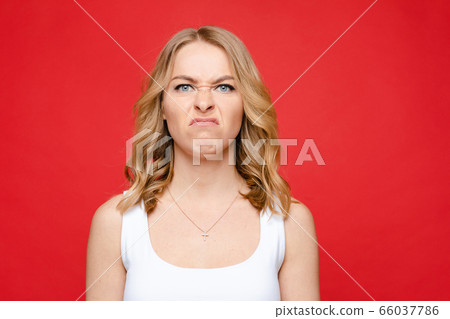 Portrait of young beautiful caucasian woman with 66037786
