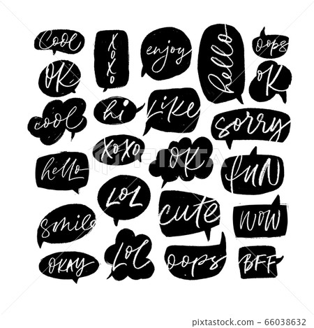Speech bubble collection with short slang words. Speech bubble collection with short slang words. 66038632