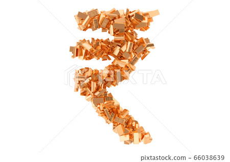 Rupee sign from golden ingots. 3D rendering Rupee sign from golden ingots. 3D rendering 66038639