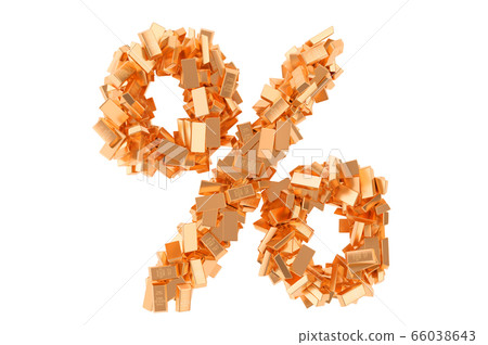 Percent symbol from golden ingots, 3D rendering Percent symbol from golden ingots, 3D rendering 66038643
