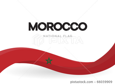 Morocco flag, wavy ribbon with colors of Moroccan national flag on white background for Independence Day or national holidays, isolated vector illustration. 66039909