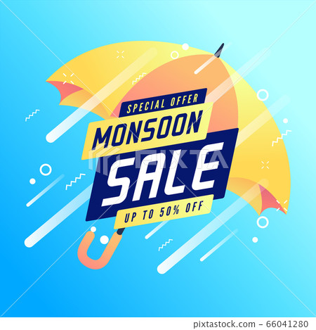 Monsoon Special Offer Sale Up To 50% Off Banner. - Stock Illustration ...