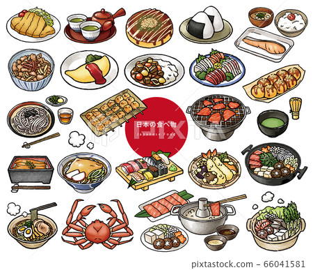 Japanese food hand drawn illustration collection 66041581