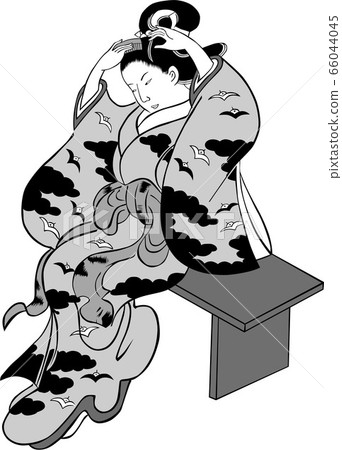 Ukiyo-e Female 70 Black and White 66044045