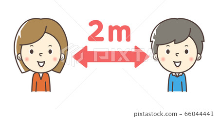 People: Men Women Social Distance 2m Distance... - Stock Illustration ...