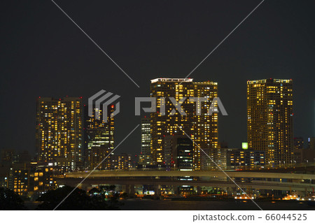 Tokyo night view Tower condominiums Takanawa gateway station direction 2020 Tokyo night view Tower condominiums Takanawa gateway station direction 2020 66044525