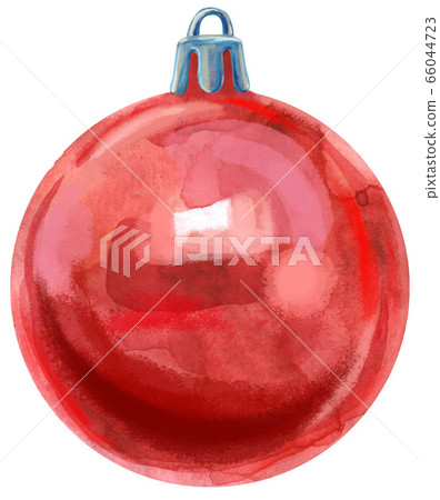 Watercolor red Christmas ball isolated on a white 66044723