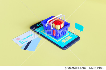 Shopping on-line. Online store on website or mobile application. 3d rendering background. digital marketing shop concept. Shopping on-line. Online store on website or mobile application. 3d rendering background. digital marketing shop concept. 66044986