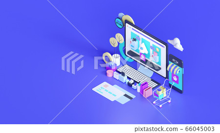 Shopping on-line. Online store on website or... - Stock Illustration  [66045003] - PIXTA