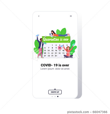 mix race people taking off face masks near calendar coronavirus pandemic quarantine is over mix race people taking off face masks near calendar coronavirus pandemic quarantine is over 66047366