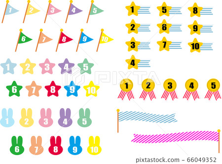 Colorful number icons ranking, number flags, stars, medals, rabbits Colorful number icons ranking, number flags, stars, medals, rabbits 66049352