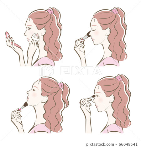 Illustration of a woman doing makeup 66049541