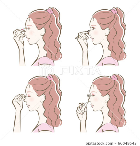 Illustration of a woman doing makeup Illustration of a woman doing makeup 66049542