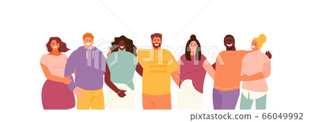 Hugging multicultural people vector 66049992