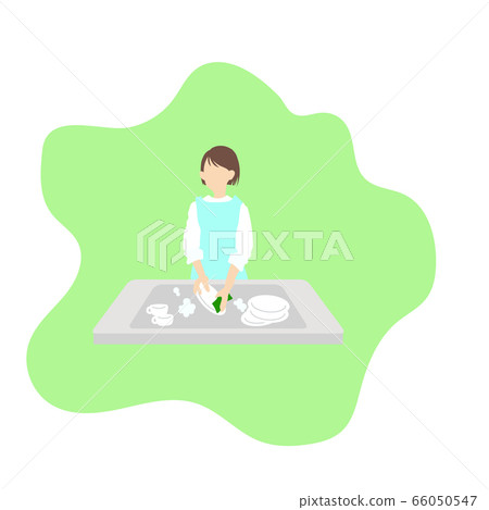 Vector illustration of a woman doing laundry at home 66050547