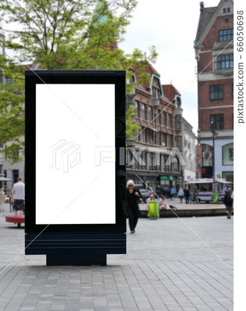 One blank billboard in Copenhagen, walking street One blank billboard in Copenhagen, walking street 66050698