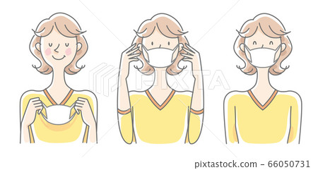 戴著面具的女人的插圖 66050731