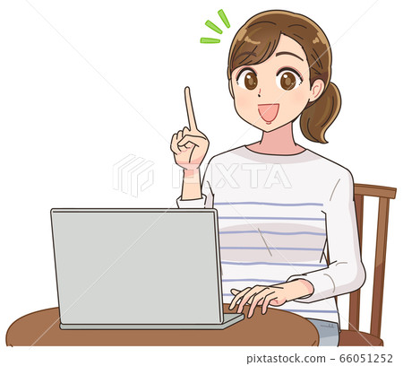 在家進行遠程工作的女性動漫漫畫插圖 66051252