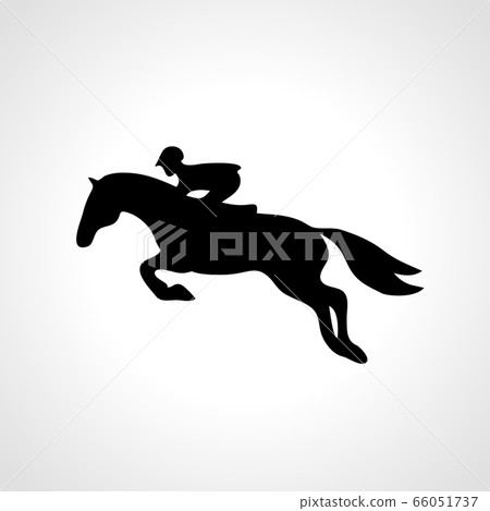 Horse race. Equestrian sport. Silhouette of racing with jockey 66051737