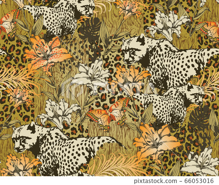 Seamless pattern of leopard. Vector...-插圖素材 [66053016] - PIXTA圖庫