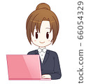 遠程辦公（粉紅色PC），女員工 66054329