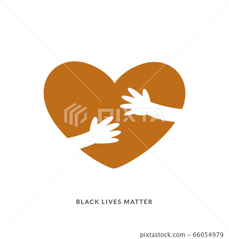 The brown heart with a hug silhouette. Vector 66054979