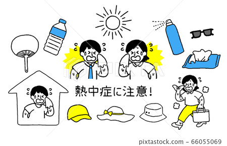 Be careful of heat stroke Business man and woman (simple) 66055069