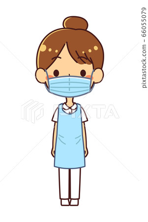 Illustration of a nurse woman wearing personal protective equipment (PPE) 66055079