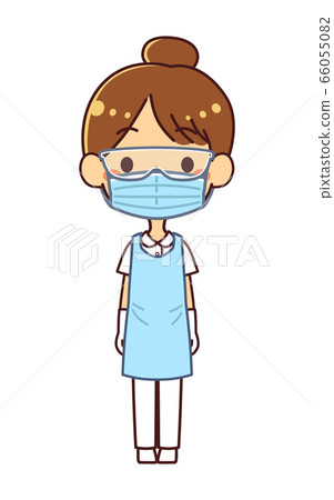 Illustration of a nurse woman wearing personal protective equipment (PPE) 66055082