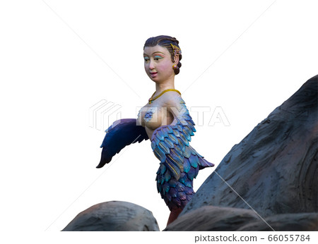 Himmapan animal sculpture on white background. 66055784