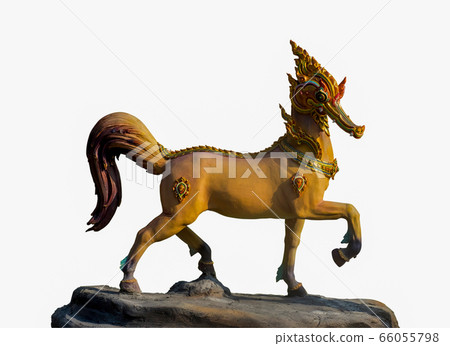 Himmapan animal sculpture on white background. 66055798