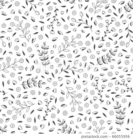 Seamless pattern with hand drawn flowers,... - Stock Illustration ...
