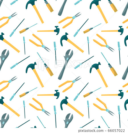 Construction tools seamless pattern with wrench, screw driver, hammer and awl. Construction tools seamless pattern with wrench, screw driver, hammer and awl. 66057022